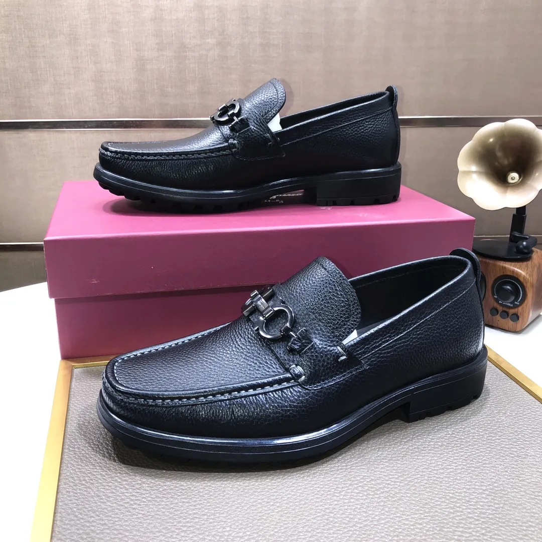 Men's shoes 💰500💰[Ferragamo/Ferragamo] The latest model in the counter. Original imported cowhide fabric + 🐂 water-dyed sheepskin lining + original luxury metal buckle + original combined outsole. Comparison without pressure 38--45 (45 is custom-made and cannot be returned or exchanged)